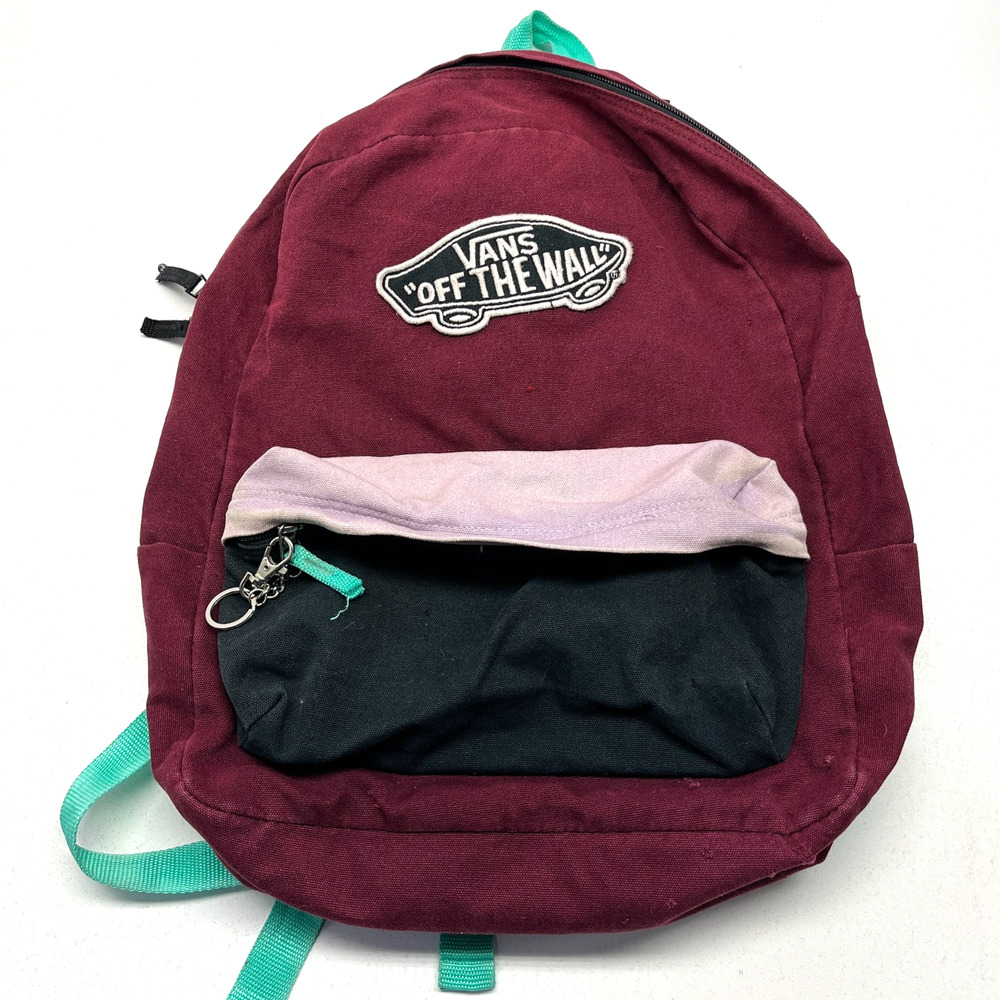 Vans Off the Wall Realm Backpack Maroon Skating School College Unisex Bag Retro